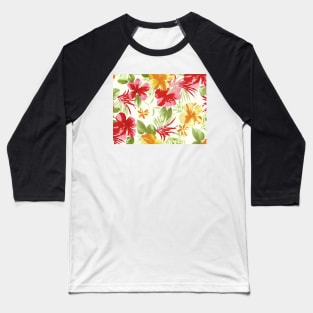 Tropical Hibiscus Floral Fiesta Baseball T-Shirt